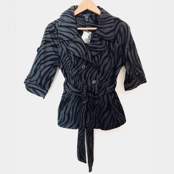 NWT Wet Seal Zebra Print Trench Jacket - Picture 3 of 13